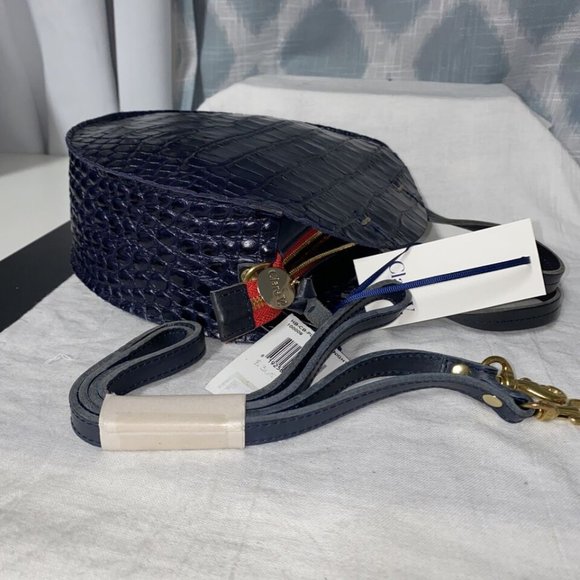 Clare V. Petit Alistair Croc Embossed Leather Circular Crossbody Bag - Picture 7 of 7